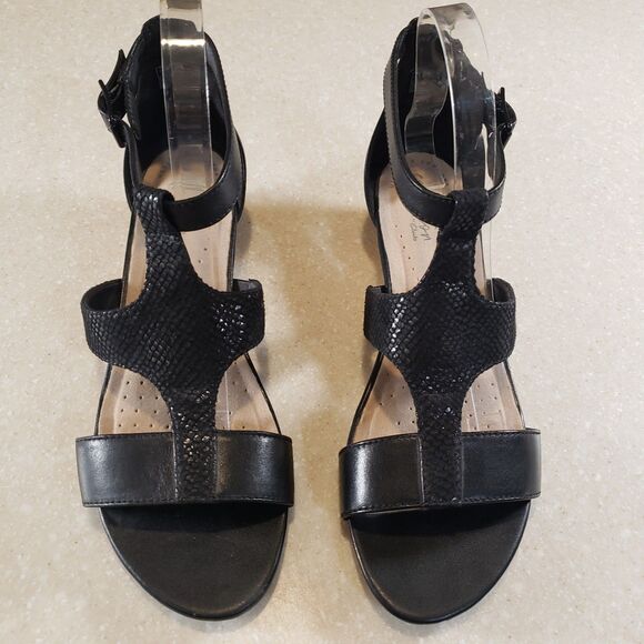 Clarks Abigail Lily Strappy Wedge Sandal Pewter Suede Women’s US 8 - Picture 2 of 8